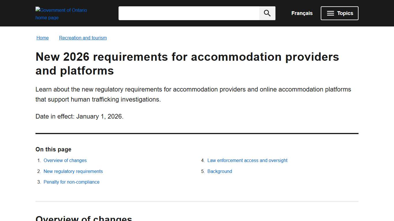New 2026 requirements for accommodation providers and platforms | ontario.ca