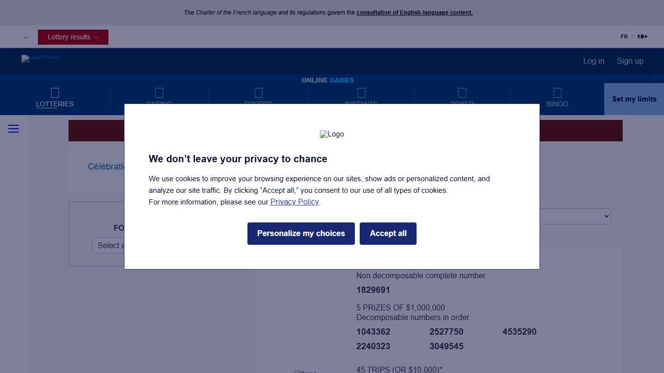 Célébration 2026 - Results - Lotteries - Loto-Québec